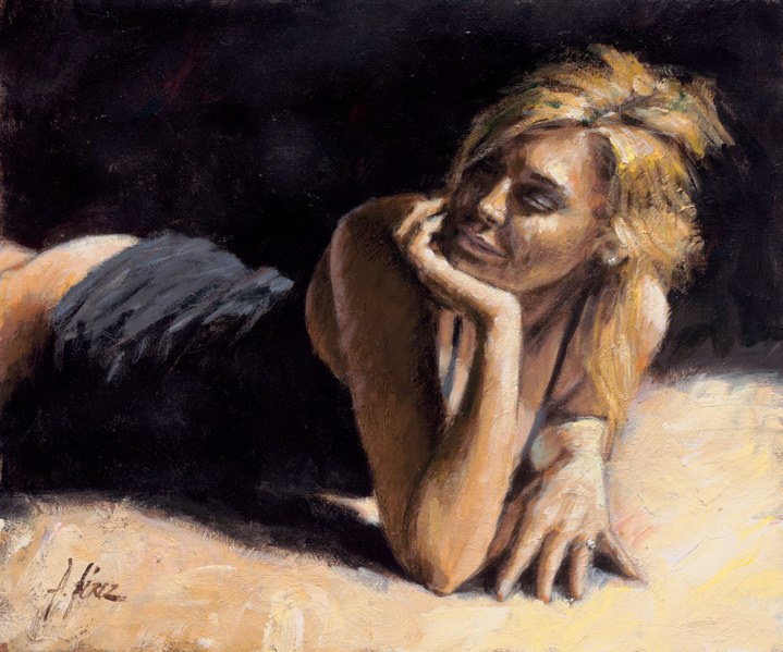 second blonde painting - Fabian Perez second blonde art painting